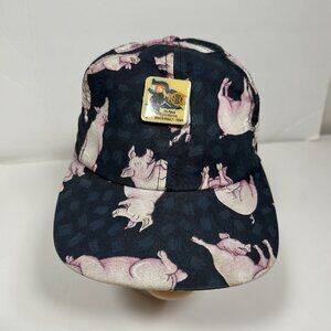 Vtg Marlin Tease Piggy Snapback Pig Cap Hat & 1994 HOG Harley Davidson Pin Read